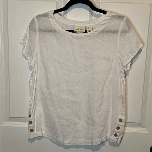 Cynthia Rowley Tops - Cynthia Rowley White Linen Button-Side Blouse Women’s Small Euc